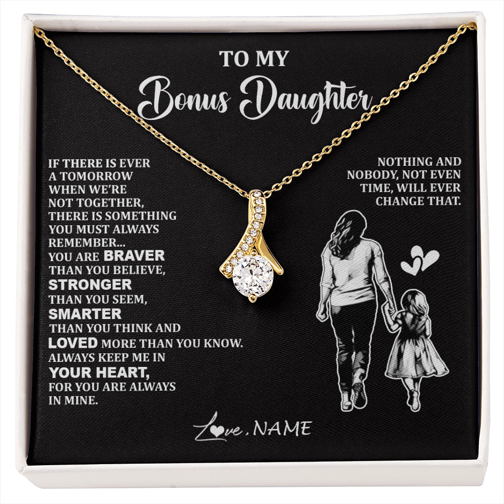 Alluring Beauty Necklace 18K Yellow Gold Finish | 1 | Personalized To My Bonus Daughter Necklace From Stepmom You Are Always In Mine Beautiful Stepddaughter Birthday Graduation Christmas With Gift Box Message Card | siriusteestore