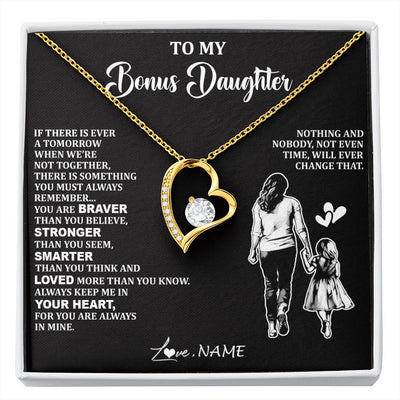 Forever Love Necklace 18K Yellow Gold Finish | 1 | Personalized To My Bonus Daughter Necklace From Stepmom You Are Always In Mine Beautiful Stepddaughter Birthday Graduation Christmas With Gift Box Message Card | siriusteestore