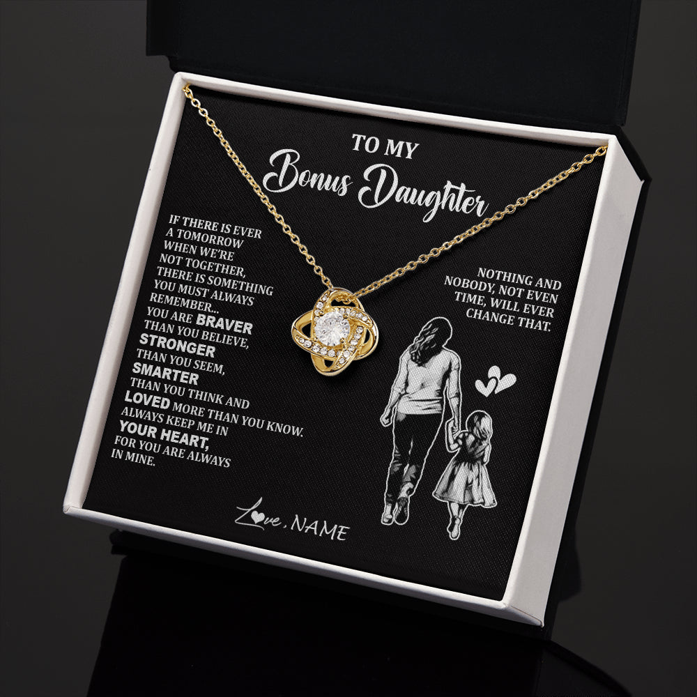 Love Knot Necklace 18K Yellow Gold Finish | 2 | Personalized To My Bonus Daughter Necklace From Stepmom You Are Always In Mine Beautiful Stepddaughter Birthday Graduation Christmas With Gift Box Message Card | siriusteestore