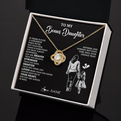 Love Knot Necklace 18K Yellow Gold Finish | 2 | Personalized To My Bonus Daughter Necklace From Stepmom You Are Always In Mine Beautiful Stepddaughter Birthday Graduation Christmas With Gift Box Message Card | siriusteestore