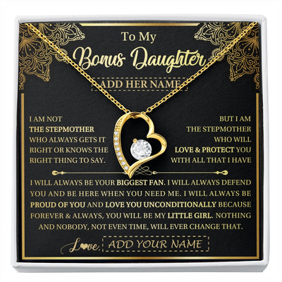Forever Love Necklace 18K Yellow Gold Finish | 1 | Personalized To My Bonus Daughter Necklace From Stepmom Your Biggest Fan Birthday Gifts For Stepdaughter Gifts Christmas Custom Gift Box Message Card | siriusteestore.myshopify