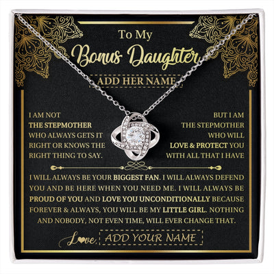 Love Knot Necklace 14K White Gold Finish | 1 | Personalized To My Bonus Daughter Necklace From Stepmom Your Biggest Fan Birthday Gifts For Stepdaughter Gifts Christmas Custom Gift Box Message Card | siriusteestore.myshopify