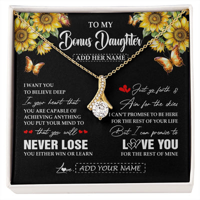 Alluring Beauty Necklace 18K Yellow Gold Finish | 1 | Personalized To My Bonus Daughter Necklace From Stepmother Dad You Will Never Lose Sunflower Stepdaughter Birthday Gifts Christmas Gift Box Message Card | siriusteestore.myshopify
