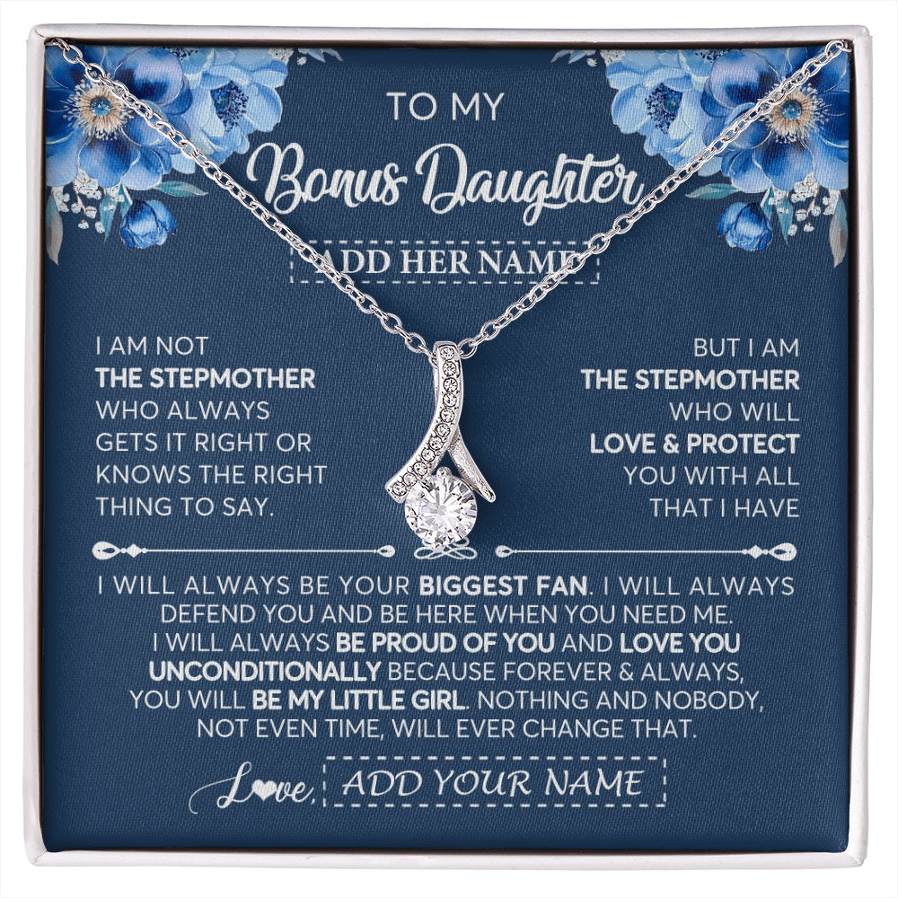 Alluring Beauty Necklace 14K White Gold Finish | 1 | Personalized To My Bonus Daughter Necklace From Stepmother Proud Of You Birthday Gifts For Stepdaughter Jewelry Gifts Christmas Custom Gift Box Message Card | https://siriusteestore.