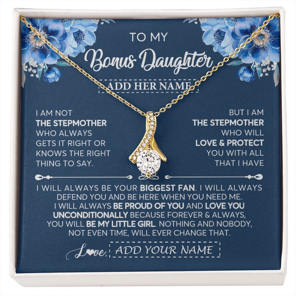 Alluring Beauty Necklace 18K Yellow Gold Finish | 1 | Personalized To My Bonus Daughter Necklace From Stepmother Proud Of You Birthday Gifts For Stepdaughter Jewelry Gifts Christmas Custom Gift Box Message Card | https://siriusteestore.