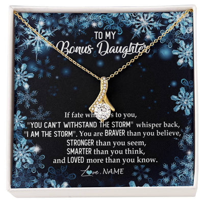 Alluring Beauty Necklace 18K Yellow Gold Finish | Personalized To My Bonus Daughter Necklace From Stepmother Whisper Back I Am The Storm Stepdaughter Jewelry Birthday Christmas Customized Message Card | siriusteestore
