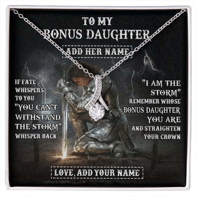Alluring Beauty Necklace 14K White Gold Finish | 1 | Personalized To My Bonus Daughter Necklace Women Warrior Knights Templar I Am The Storm Best Stepdaughter Birthday Gifts Christmas Gift Box Message Card | siriusteestore