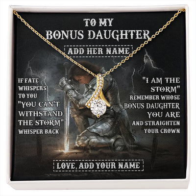 Alluring Beauty Necklace 18K Yellow Gold Finish | 1 | Personalized To My Bonus Daughter Necklace Women Warrior Knights Templar I Am The Storm Best Stepdaughter Birthday Gifts Christmas Gift Box Message Card | siriusteestore