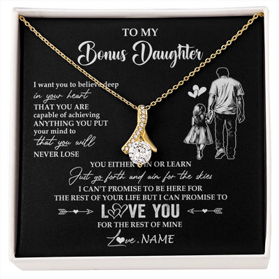 Alluring Beauty Necklace 18K Yellow Gold Finish | 1 | Personalized To My Bonus Daughter Necklace You Will Never Lose From Stepdad Dad Stepdaughter Birthday Gifts Christmas Customized Gift Box Message Card | siriusteestore
