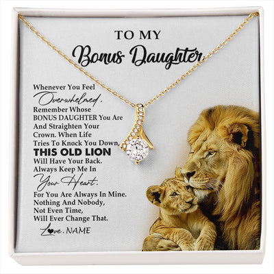 Alluring Beauty Necklace 18K Yellow Gold Finish | 1 | Personalized To My Bonus Daughter Necklace from Stepdad Whenever You Fell Overwhelmed Lion Stepdaughter Birthday Christmas Customized Gift Box Message Card | siriusteestore