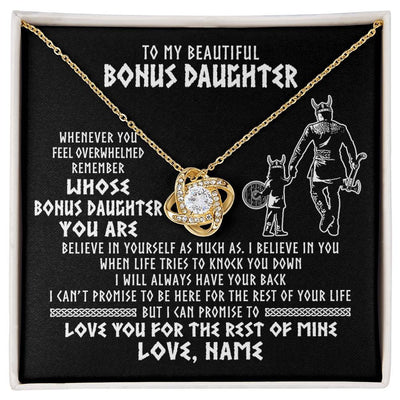 Love Knot Necklace 18K Yellow Gold Finish | 1 | Personalized To My Bonus Daughter Viking Necklace From Step Dad Whenever You Feel Overwhelmed Stepdaughter Birthday Christmas Customized Gift Box Message Card | siriusteestore