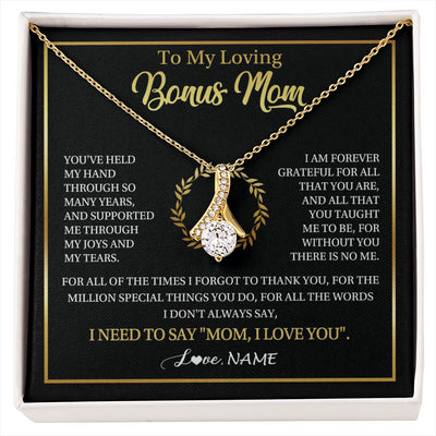 Alluring Beauty Necklace 18K Yellow Gold Finish | 1 | Personalized To My Bonus Mom Gifts Necklace From Stepdaughter Stepson Grateful Thank You Stepmom Birthday Gifts Mothers Day Christmas Gift Box Message Card | siriusteestore