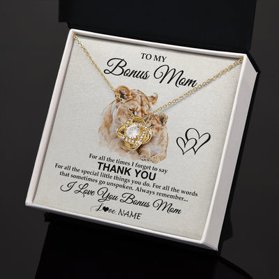 Love Knot Necklace 18K Yellow Gold Finish | 2 | Personalized To My Bonus Mom Necklace From Stepdaughter Thank You Lion Stepmom Gift For Mothers Day Birthday Gift Christmas For Step Mom Gift Box Message Card | siriusteestore.myshopify