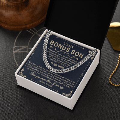 Cuban Link Chain Necklace Stainless Steel | 2 | Personalized To My Bonus Son Gifts Necklace From Stepdad Stepmom I Closed My Eyes Gift For Stepson Birthday Jewelry For Men Christmas Gift Box Message Card | siriusteestore