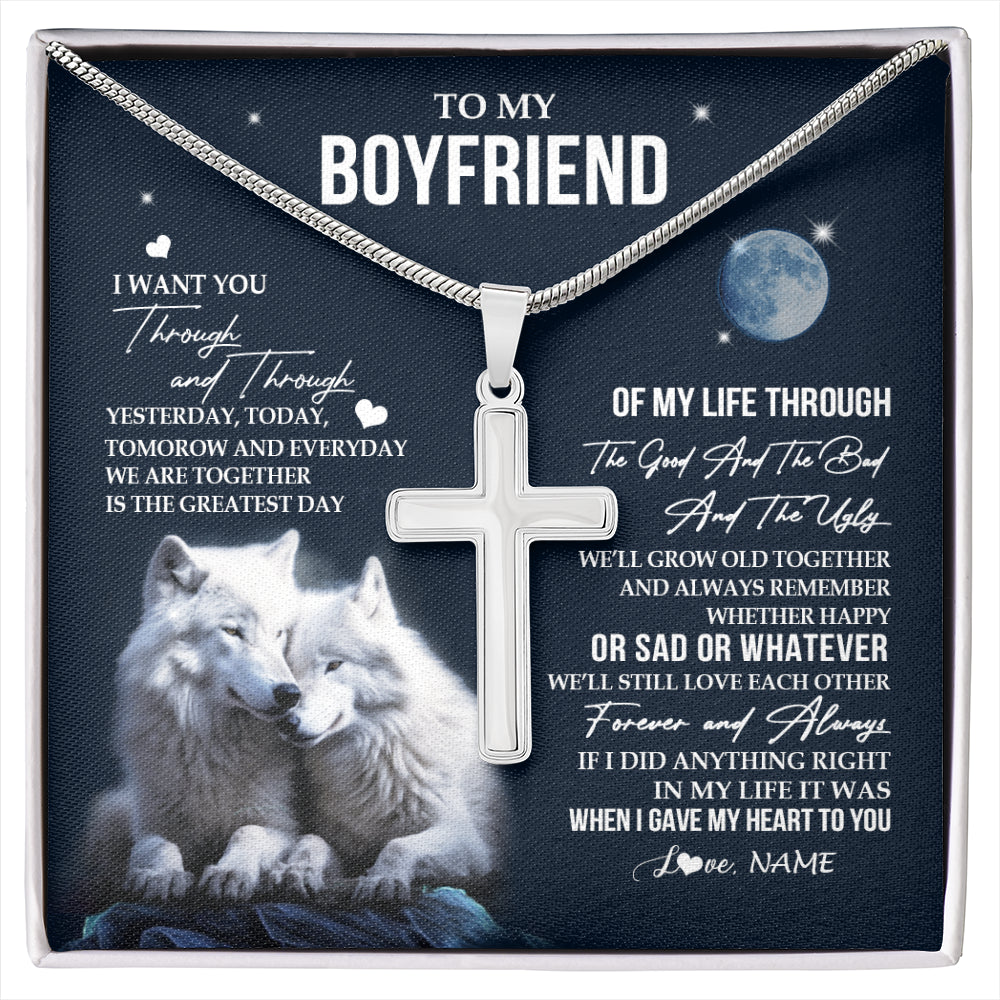 Stainless Cross Necklace Stainless Steel | 1 | Personalized To My Boyfriend Canvas From Girlfriend I Want You Wolf Boyfriend Birthday Gifts Anniversary Valentines Day Christmas Custom Wall Art Print Framed Canvas | siriusteestore