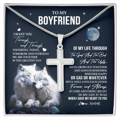 Stainless Cross Necklace Stainless Steel | 1 | Personalized To My Boyfriend Canvas From Girlfriend I Want You Wolf Boyfriend Birthday Gifts Anniversary Valentines Day Christmas Custom Wall Art Print Framed Canvas | siriusteestore