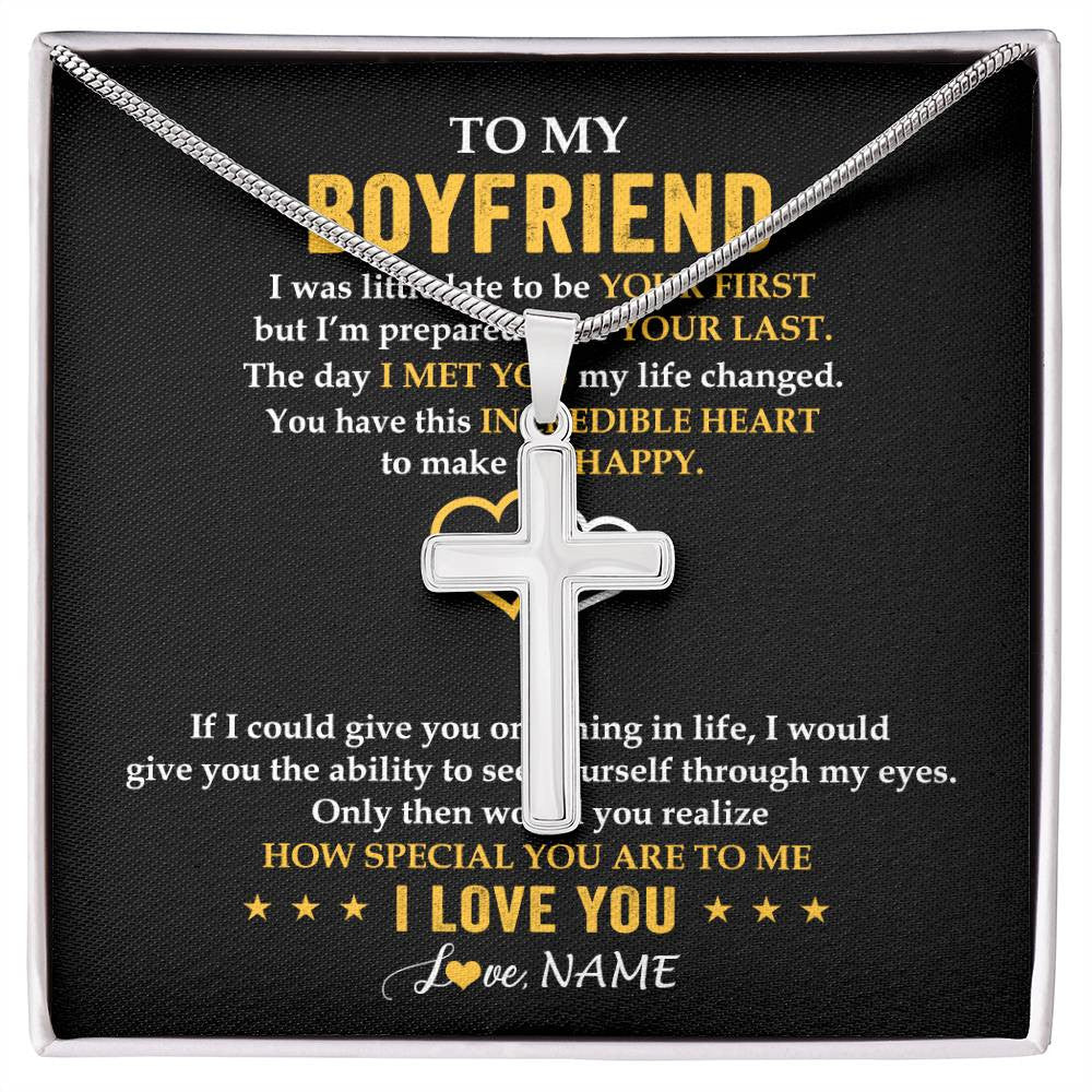 Stainless Cross Necklace Stainless Steel | 1 | Personalized To My Boyfriend Necklace From Girlfriend If I Could Give You Boyfriend Anniversary Day Birthday Christmas Customized Gift Box Message Card | siriusteestore