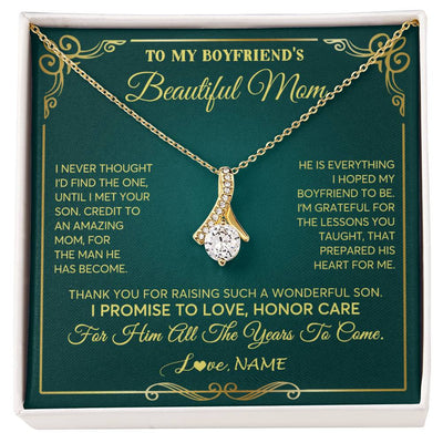 Alluring Beauty Necklace 18K Yellow Gold Finish | 1 | Personalized To My Boyfriend's Beautiful Mom Necklace From Daughter Thannk You Mother In Law Mothers Day Birthday Christmas Customized Gift Box Message Card | siriusteestore