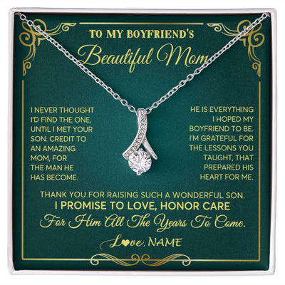 Alluring Beauty Necklace | Personalized To My Boyfriend's Beautiful Mom Necklace From Daughter Thannk You Mother In Law Mothers Day Birthday Christmas Customized Gift Box Message Card | siriusteestore