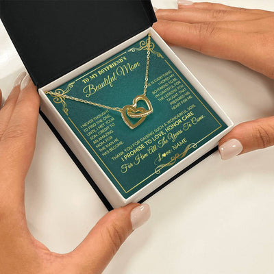 Interlocking Hearts Necklace 18K Yellow Gold Finish | 2 | Personalized To My Boyfriend's Beautiful Mom Necklace From Daughter Thannk You Mother In Law Mothers Day Birthday Christmas Customized Gift Box Message Card | siriusteestore