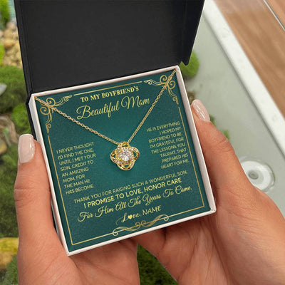Love Knot Necklace 18K Yellow Gold Finish | 2 | Personalized To My Boyfriend's Beautiful Mom Necklace From Daughter Thannk You Mother In Law Mothers Day Birthday Christmas Customized Gift Box Message Card | siriusteestore