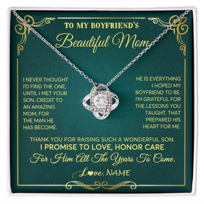 Love Knot Necklace | Personalized To My Boyfriend's Beautiful Mom Necklace From Daughter Thannk You Mother In Law Mothers Day Birthday Christmas Customized Gift Box Message Card | siriusteestore