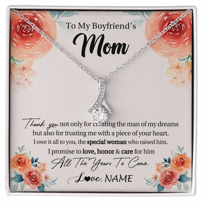 Alluring Beauty Necklace 14K White Gold Finish | 1 | Personalized To My Boyfriend's Mom Gifts Necklace Thank You Birthday Gifts For Boyfriends Mom Mother In Law Mothers Day Jewelry Gift Box Message Card | https://siriusteestore.