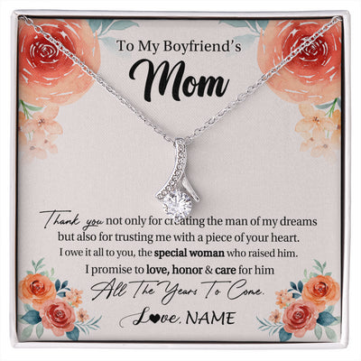 Alluring Beauty Necklace 14K White Gold Finish | 1 | Personalized To My Boyfriend's Mom Gifts Necklace Thank You Birthday Gifts For Boyfriends Mom Mother In Law Mothers Day Jewelry Gift Box Message Card | siriusteestore
