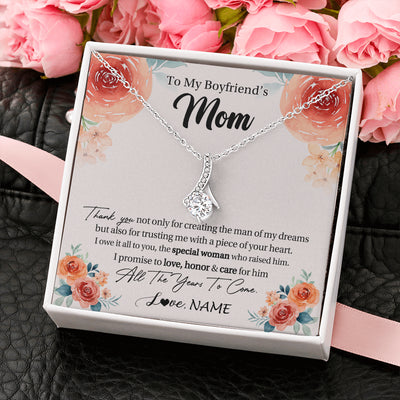 Alluring Beauty Necklace 14K White Gold Finish | 2 | Personalized To My Boyfriend's Mom Gifts Necklace Thank You Birthday Gifts For Boyfriends Mom Mother In Law Mothers Day Jewelry Gift Box Message Card | siriusteestore