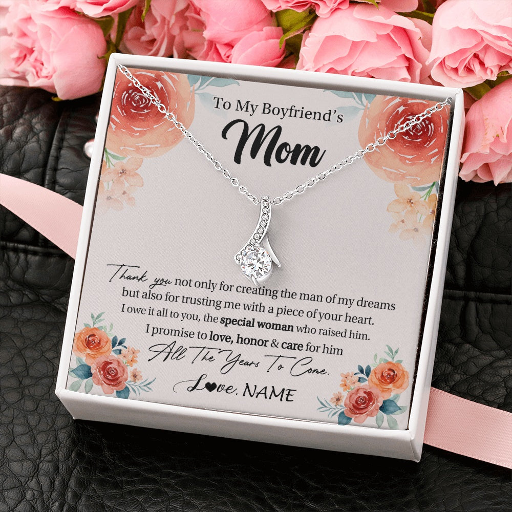 Alluring Beauty Necklace 14K White Gold Finish | 2 | Personalized To My Boyfriend's Mom Gifts Necklace Thank You Birthday Gifts For Boyfriends Mom Mother In Law Mothers Day Jewelry Gift Box Message Card | https://siriusteestore.