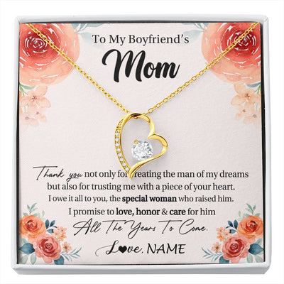 Forever Love Necklace 18K Yellow Gold Finish | 1 | Personalized To My Boyfriend's Mom Gifts Necklace Thank You Birthday Gifts For Boyfriends Mom Mother In Law Mothers Day Jewelry Gift Box Message Card | siriusteestore