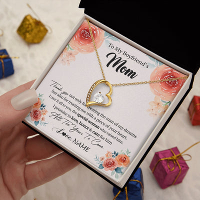 Forever Love Necklace 18K Yellow Gold Finish | 2 | Personalized To My Boyfriend's Mom Gifts Necklace Thank You Birthday Gifts For Boyfriends Mom Mother In Law Mothers Day Jewelry Gift Box Message Card | https://siriusteestore.