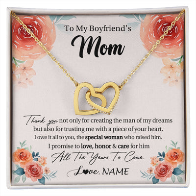 Interlocking Hearts Necklace 18K Yellow Gold Finish | 1 | Personalized To My Boyfriend's Mom Gifts Necklace Thank You Birthday Gifts For Boyfriends Mom Mother In Law Mothers Day Jewelry Gift Box Message Card | https://siriusteestore.