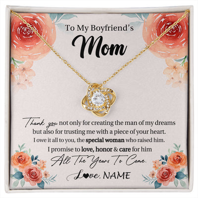 Love Knot Necklace 18K Yellow Gold Finish | 1 | Personalized To My Boyfriend's Mom Gifts Necklace Thank You Birthday Gifts For Boyfriends Mom Mother In Law Mothers Day Jewelry Gift Box Message Card | siriusteestore