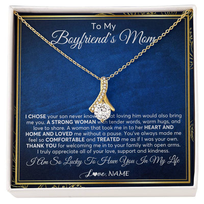 Alluring Beauty Necklace 18K Yellow Gold Finish | 1 | Personalized To My Boyfriend's Mom Necklace From Daughter A Strong Women Mother In Law Birthday Mothers Day Christmas Customized Gift Box Message Card | siriusteestore