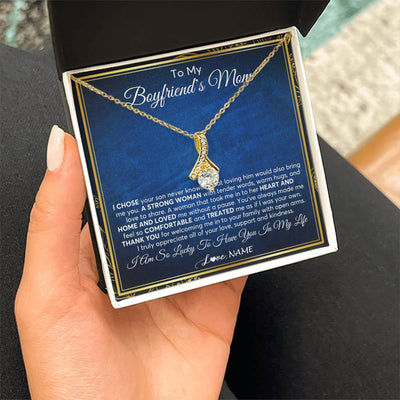Alluring Beauty Necklace 18K Yellow Gold Finish | 2 | Personalized To My Boyfriend's Mom Necklace From Daughter A Strong Women Mother In Law Birthday Mothers Day Christmas Customized Gift Box Message Card | siriusteestore