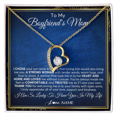 Forever Love Necklace 18K Yellow Gold Finish | 1 | Personalized To My Boyfriend's Mom Necklace From Daughter A Strong Women Mother In Law Birthday Mothers Day Christmas Customized Gift Box Message Card | siriusteestore