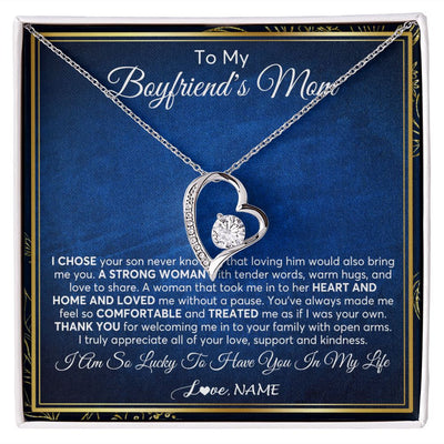 Forever Love Necklace | Personalized To My Boyfriend's Mom Necklace From Daughter A Strong Women Mother In Law Birthday Mothers Day Christmas Customized Gift Box Message Card | siriusteestore