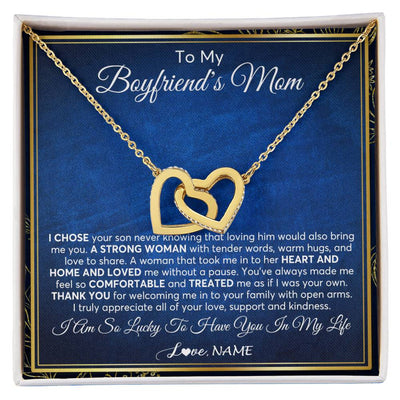 Interlocking Hearts Necklace 18K Yellow Gold Finish | 1 | Personalized To My Boyfriend's Mom Necklace From Daughter A Strong Women Mother In Law Birthday Mothers Day Christmas Customized Gift Box Message Card | siriusteestore