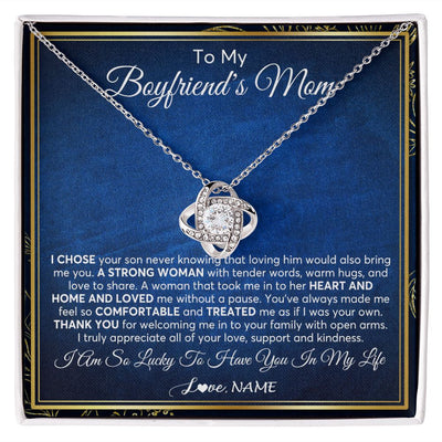 Love Knot Necklace | Personalized To My Boyfriend's Mom Necklace From Daughter A Strong Women Mother In Law Birthday Mothers Day Christmas Customized Gift Box Message Card | siriusteestore
