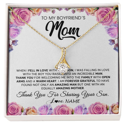 Alluring Beauty Necklace 18K Yellow Gold Finish | 1 | Personalized To My Boyfriend's Mom Necklace From Daughter A Warm Heart Mother In Law Mothers Day Wedding Birthday Christmas Customized Gift Box Message Card | siriusteestore