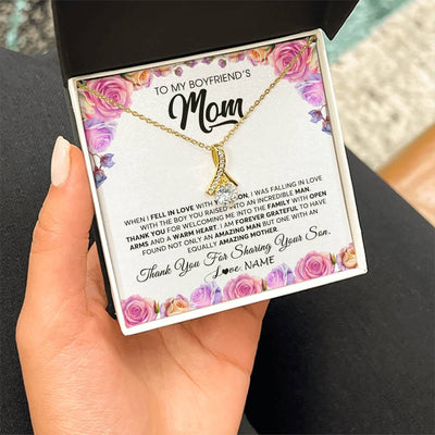 Alluring Beauty Necklace 18K Yellow Gold Finish | 2 | Personalized To My Boyfriend's Mom Necklace From Daughter A Warm Heart Mother In Law Mothers Day Wedding Birthday Christmas Customized Gift Box Message Card | siriusteestore