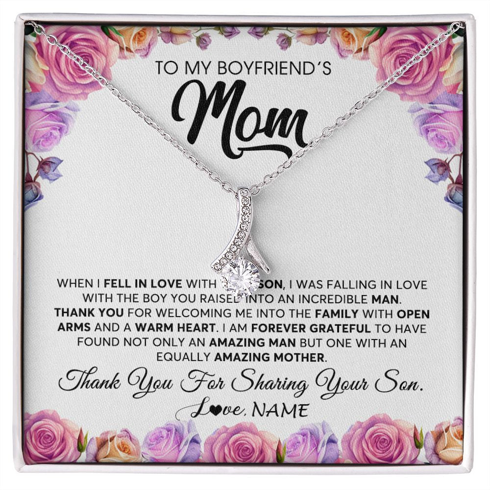 Alluring Beauty Necklace | Personalized To My Boyfriend's Mom Necklace From Daughter A Warm Heart Mother In Law Mothers Day Wedding Birthday Christmas Customized Gift Box Message Card | siriusteestore