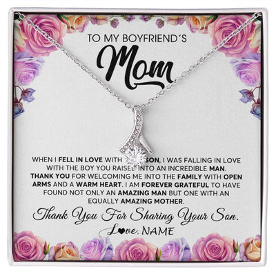 Alluring Beauty Necklace | Personalized To My Boyfriend's Mom Necklace From Daughter A Warm Heart Mother In Law Mothers Day Wedding Birthday Christmas Customized Gift Box Message Card | siriusteestore