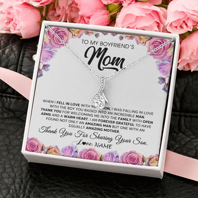 Alluring Beauty Necklace | Personalized To My Boyfriend's Mom Necklace From Daughter A Warm Heart Mother In Law Mothers Day Wedding Birthday Christmas Customized Gift Box Message Card | siriusteestore