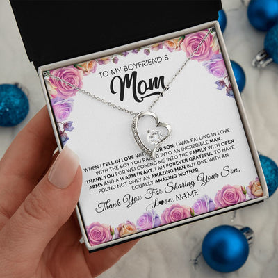Forever Love Necklace | Personalized To My Boyfriend's Mom Necklace From Daughter A Warm Heart Mother In Law Mothers Day Wedding Birthday Christmas Customized Gift Box Message Card | siriusteestore