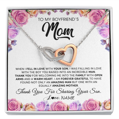 Interlocking Hearts Necklace | Personalized To My Boyfriend's Mom Necklace From Daughter A Warm Heart Mother In Law Mothers Day Wedding Birthday Christmas Customized Gift Box Message Card | siriusteestore