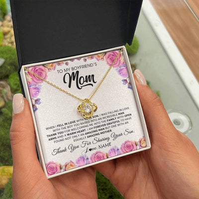 Love Knot Necklace 18K Yellow Gold Finish | 2 | Personalized To My Boyfriend's Mom Necklace From Daughter A Warm Heart Mother In Law Mothers Day Wedding Birthday Christmas Customized Gift Box Message Card | siriusteestore
