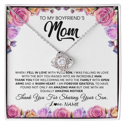 Love Knot Necklace | Personalized To My Boyfriend's Mom Necklace From Daughter A Warm Heart Mother In Law Mothers Day Wedding Birthday Christmas Customized Gift Box Message Card | siriusteestore