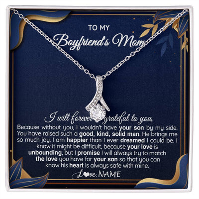 Alluring Beauty Necklace 14K White Gold Finish | 1 | Personalized To My Boyfriend's Mom Necklace From Daugter Grateful Gifts For Boyfriends Mom Jewelry Birthday Wedding Christmas Customized Gift Box Message Card | siriusteestore